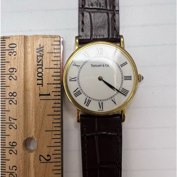 TIFFANY & CO 14K YELLOW GOLD CLASSIC ROUND WHITE DIAL QUARTZ WATCH - Picture 8 of 11
